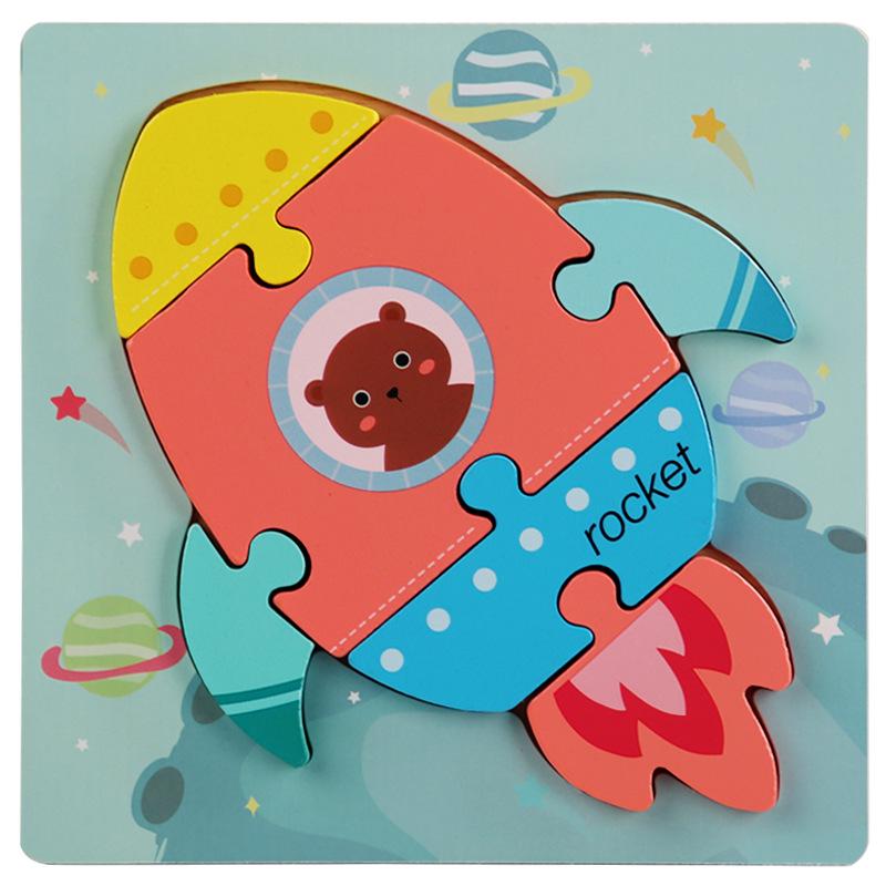 Wooden 3D Puzzle for Early Education: Infant & Toddler Intellectual Development, Hand-Eye Coordination Toy for 1-3 Year Old Boys & Girls