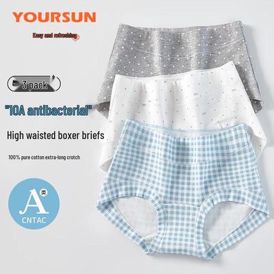 Yiershuang Women's High-Waist Antibacterial Cotton Briefs