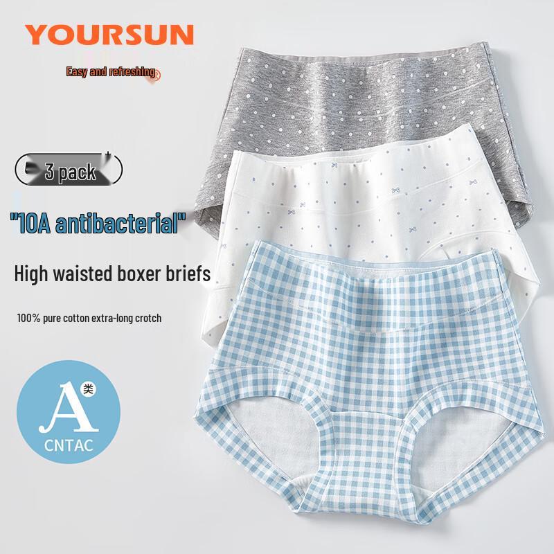 Yiershuang Women s High-Waist Antibacterial Cotton Briefs L