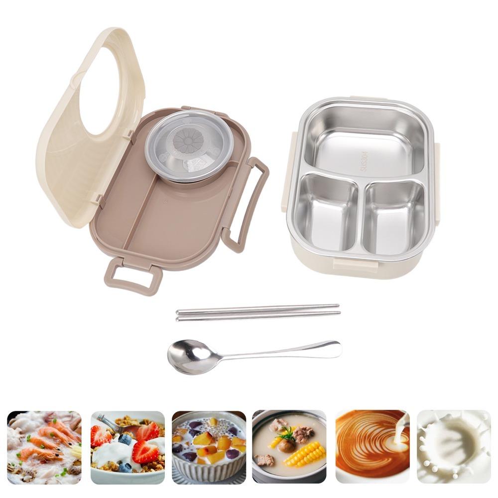 3 Compartment Compartment Lunch Box 1450ml Thermal Lunch Box Double Layer Container  For Picnics