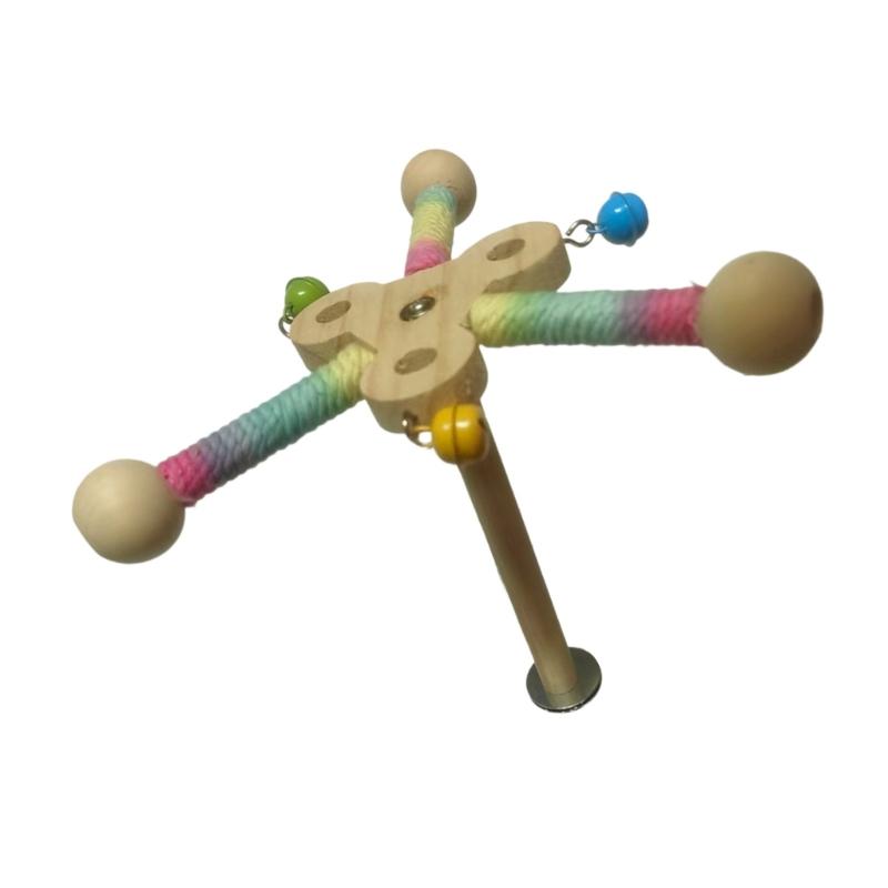 Spinning Bird Toy Colorful Windmill For Parakeets Cockatiels Dental Health Wooden Design