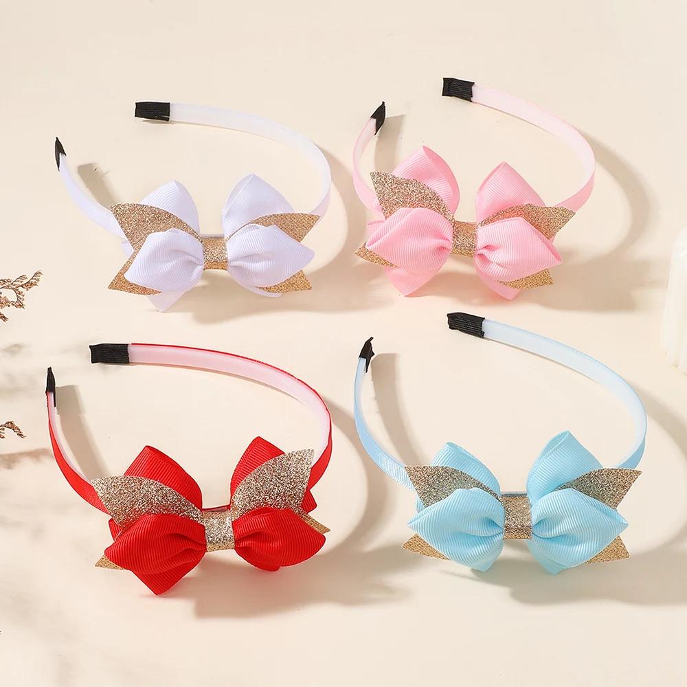 Niedliches Schleifen-Haarband Mädchen Handgemachtes Schleifen-Haarband Kopfschmuck Cartoon Schleife Haarreif Kinder Haarschmuck Glitzer Geschenke