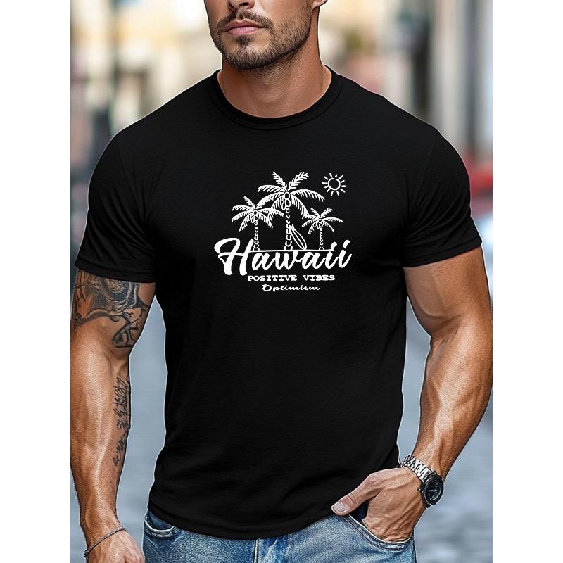 T-shirt décontracté d'été pour homme avec un design Hawaii Positive Vibes