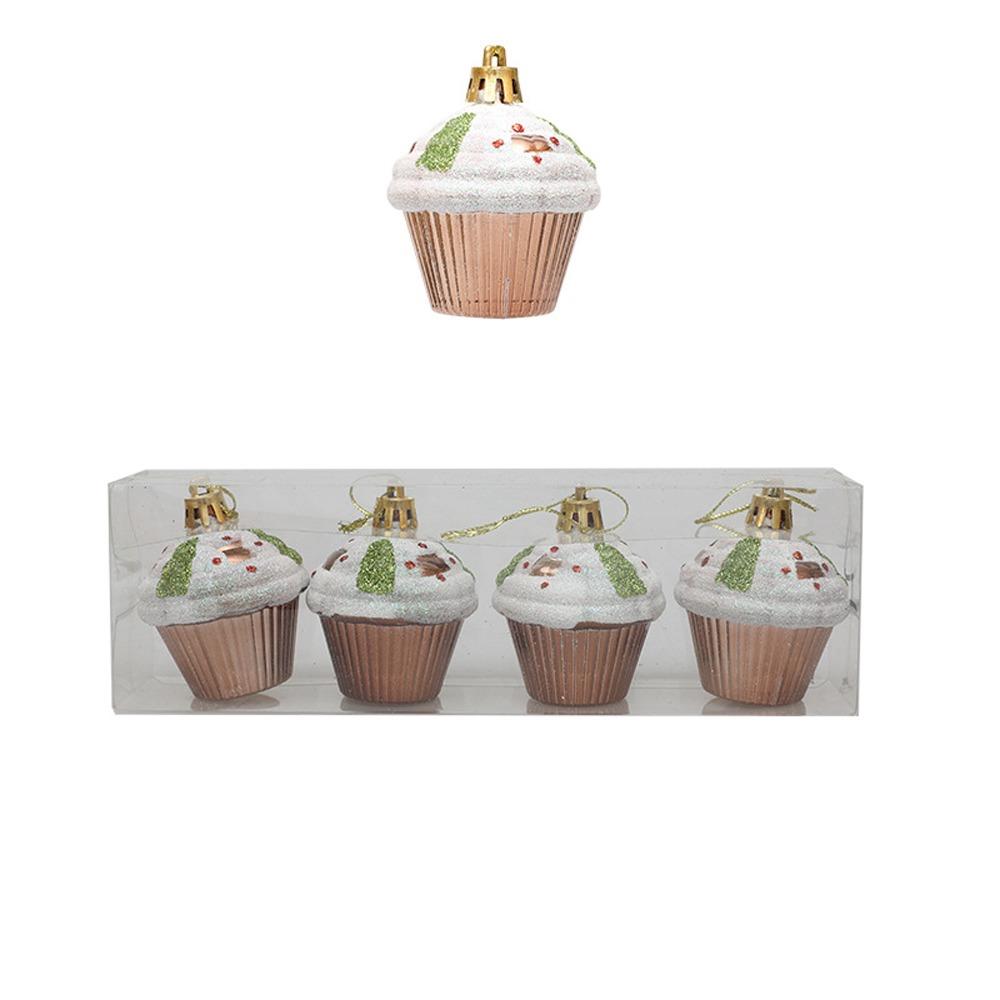 4pcs Plastic Painted Christmas Cake Pendant DIY Crafts Christmas Tree Decoration  Home Xmas Decor
