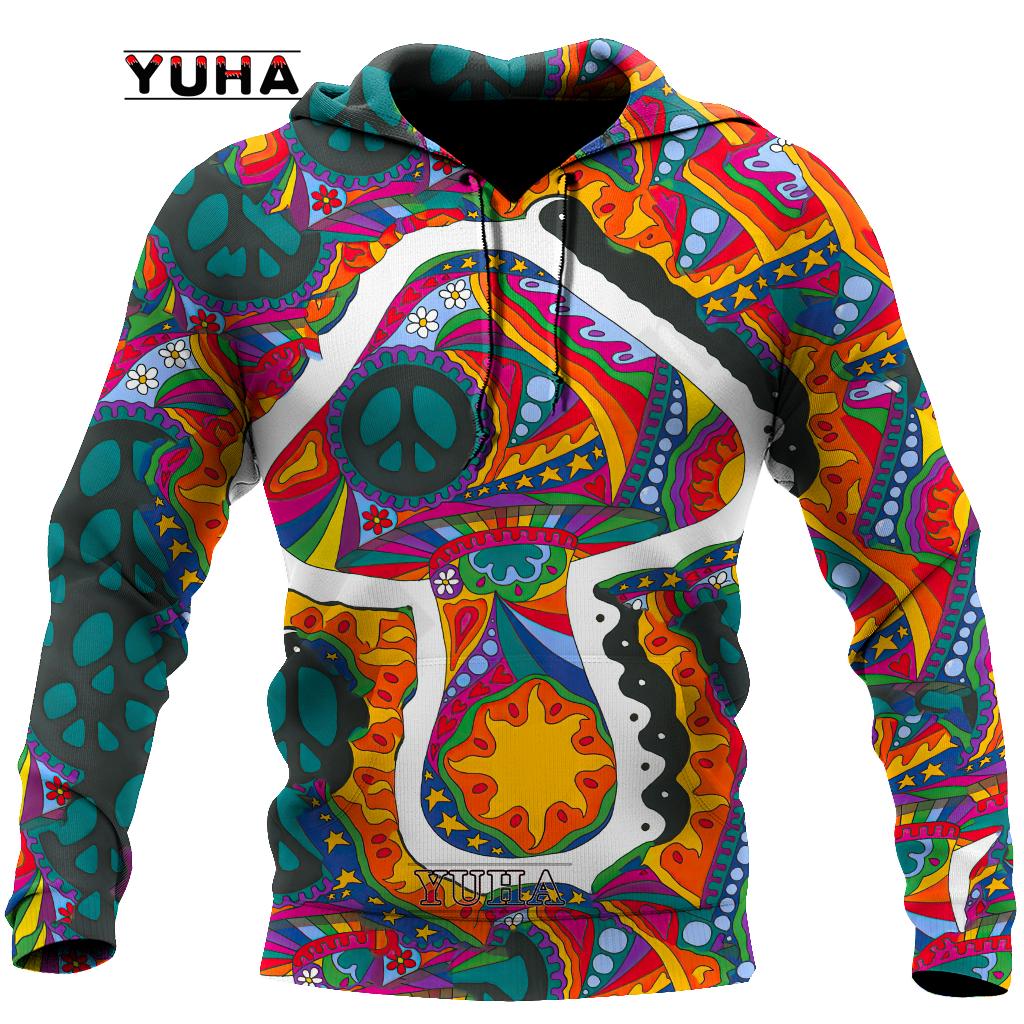 Hippie Colorful Trippy Psychedelic  Amazing Guitar  Hoodies 3D Printed Sweatshirts Women for Men Halloween Cosplay Costumes    S