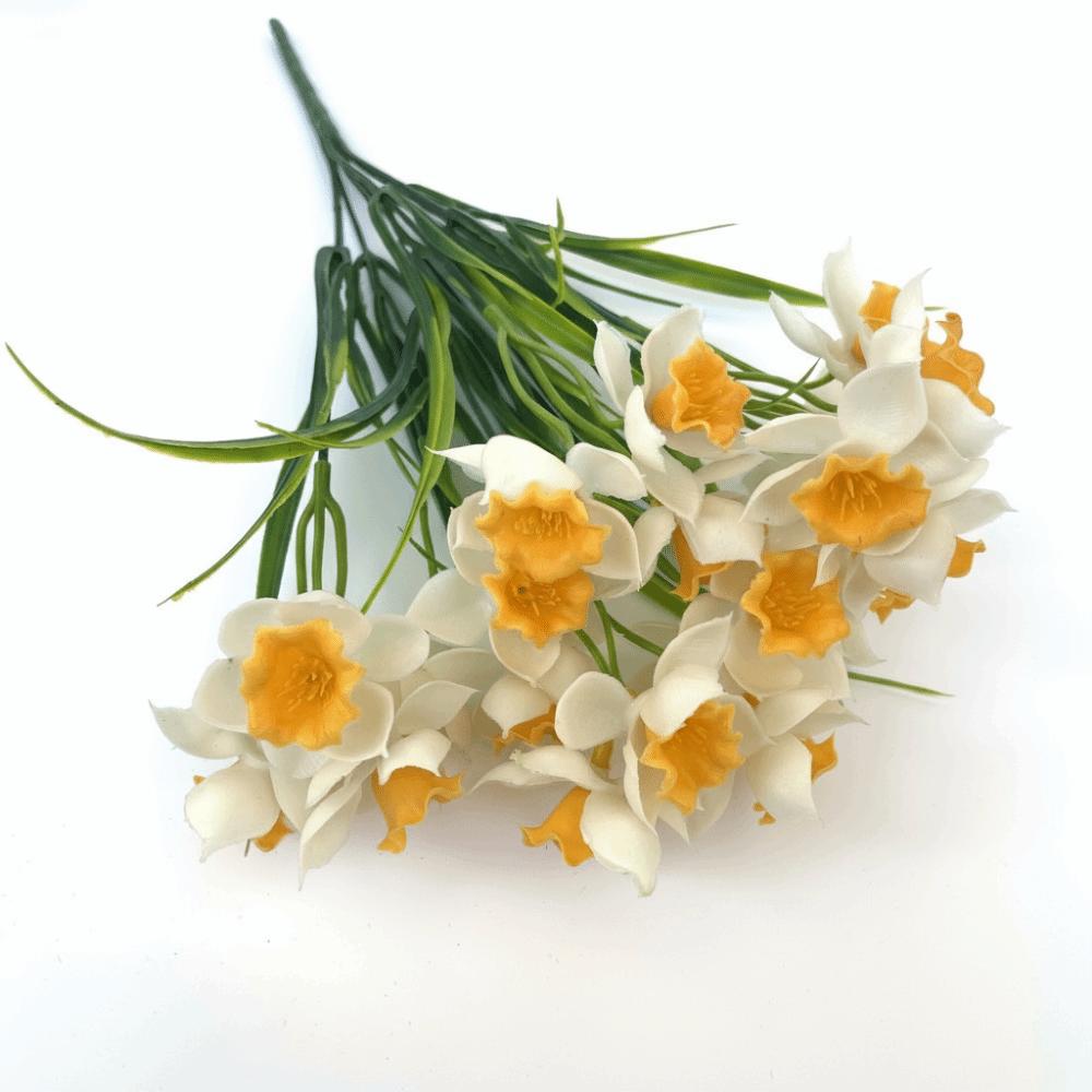 

DIY Floral Artificial Daffodils Fall Decor Realistic Daffodils Artificial Flowers Soft Simulation Flowers Valentine s Day Gift белый