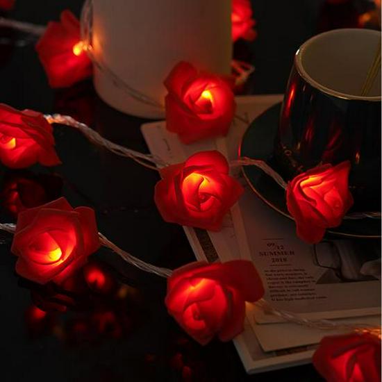 LED Rose String Lights - Romantic Valentine's Day Bedroom Decor