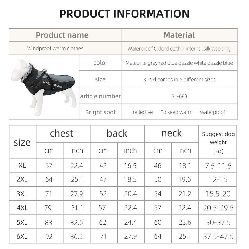 Autumn Winter Pet Dog Clothing Outdoor Windproof Reflective Puppy Thicken Fleece Coat for Small Large Dogs Cat Golden Retriever