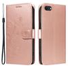 For iPhone 6/6s/7/8/SE (2020)/SE (2022) PU Leather Cases Flower Pattern Wallet Stand Phone Cover with Strap