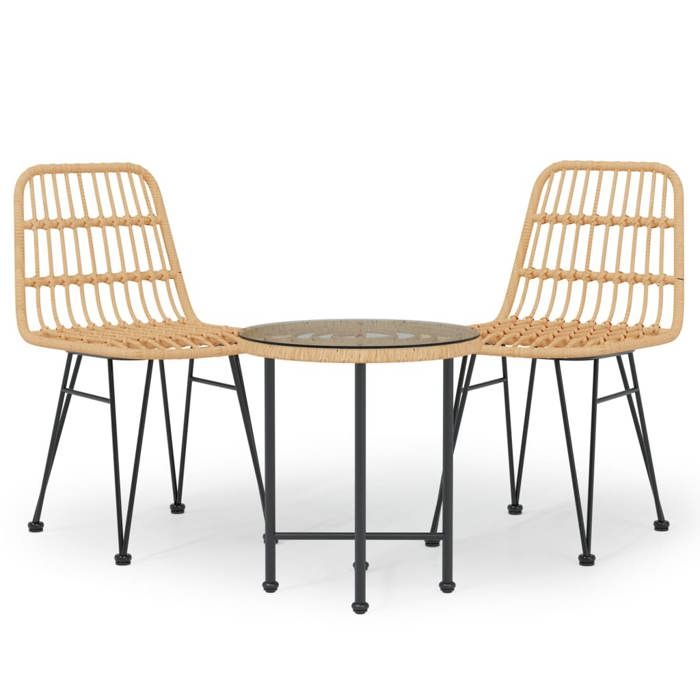 VidaXL Ensemble à Manger de Jardin 3 pcs, Chaises à Manger avec Accoudoirs, Ensemble de Meubles avec Table, Mobilier de 3157831