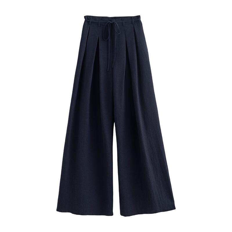 Women's Relaxed Fit Lyocell Linen Wide-Leg Casual Pants