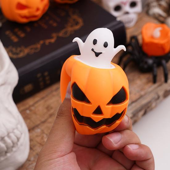 Creepy Pumpkin Pinch Toy 12Pcs Pop-up Ghost Squeeze Toy Stress Relief Head Sensory Halloween Toys Fidget for Party Favors Set