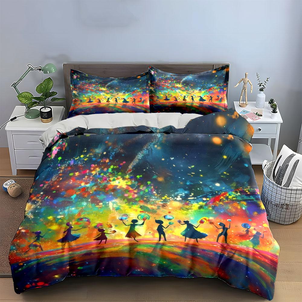 Colorful Artistic Scene Set Decorations Soft Comfortable Duvet Cover Bedding Set Included 1*Duvet Cover & 2*Pillowcases, Gift