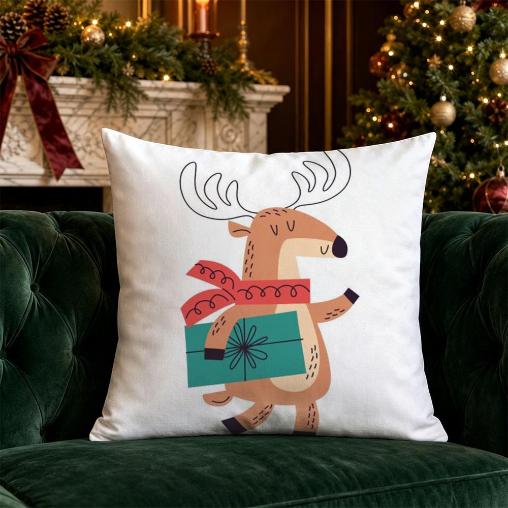 Christmas Cute Cartoon Pillow Covers Pattern Cushion Cover Suitable for Sofa Bedroom Car Pillow Cover
