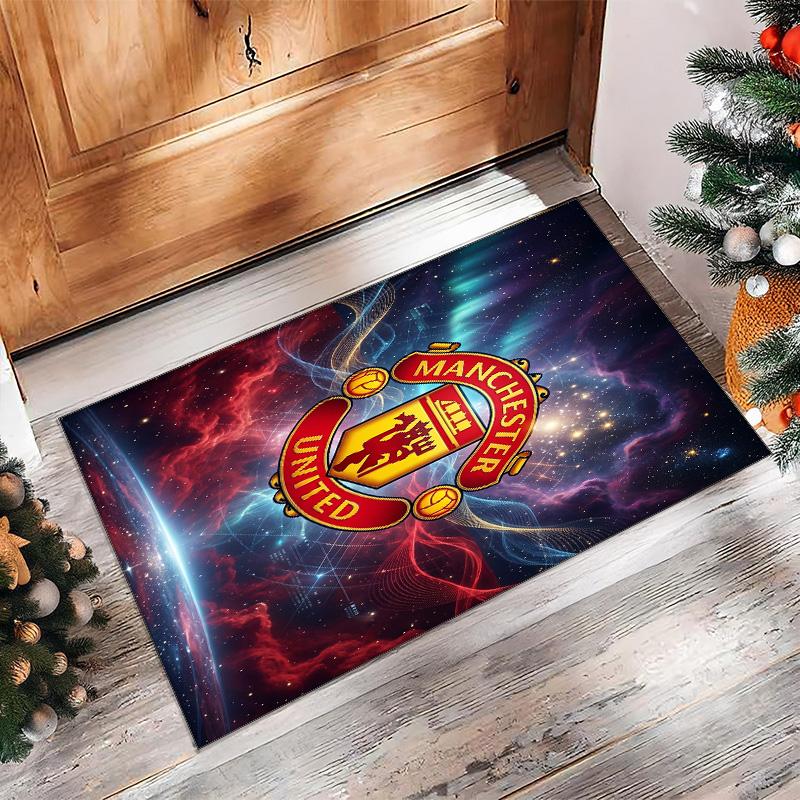 Tappeto in Flanella Stampato Manchester United Antiscivolo Morbido Poliestere Tappeto per Pavimento Tappetino Decorativo per Interni per Camera da Letto Soggiorno Divano