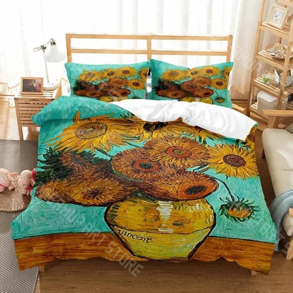 3D Print Art Painting Van Gogh Oil Painting Duvet Cover Set Pattern Polyester Comforter Cover King Queen Size for Men Women
