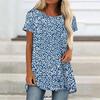 Túnicas Casuales Informales para Mujer con Estampado, Cuello Redondo, Dobladillo Irregular y Manga Corta