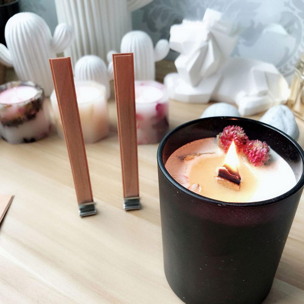 Wooden Candles Wick for DIY Craft Paraffin Candle Jar Making Kit Beeswax Burning Smokeless Wick Candle Core Making Supplies