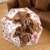 1PC Highland Cow Floral Umbrella-8-Rib Reinforced, Automatic Open, Lightweight & Durable, Cute Fashion Accessory for Outdoor-P47