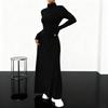Sweater Dress for Women Casual Long Sleeve High Neck Ribbed Knit A-Line Dress Fall Winter Pullover Tunic Maxi Dress
