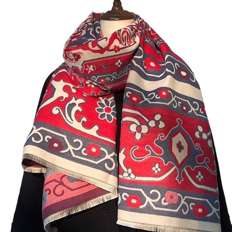 Cashmere Scarf for Women in Winter Korean Style Versatile Thickened Shawl and Dual Purpose Scarf