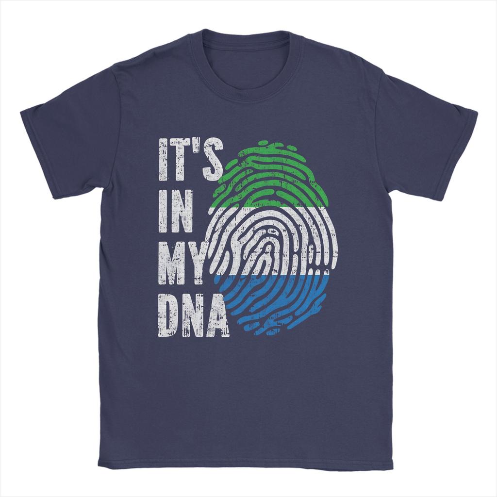 ITS IN MY DNA Sierra Leone Flag Roots TShirt Unisex Leisure Pure Cotton Tees Round Collar Short Sleeve T Shirts Gift Idea Tops