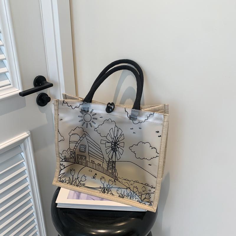 Fashionable Large Capacity Tote Bag for Summer New Personalized Student Class Bag Simple Niche Design Handbag