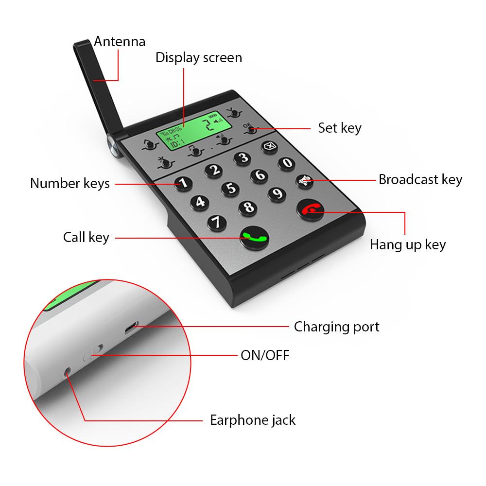 Wireless Intercom System Smart Digital Voice Calling Machine Wireless Office Intercom Machine Telephone Intercom for