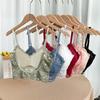 Peach Heart Lace Bandeau Camisole with Open Back and Anti-Exposure Design