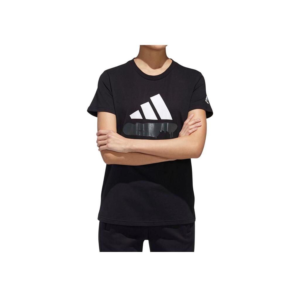 Adidas Logo Print Round Neck Casual Sports Short Sleeve T-Shirt Men Tops Black GL5638