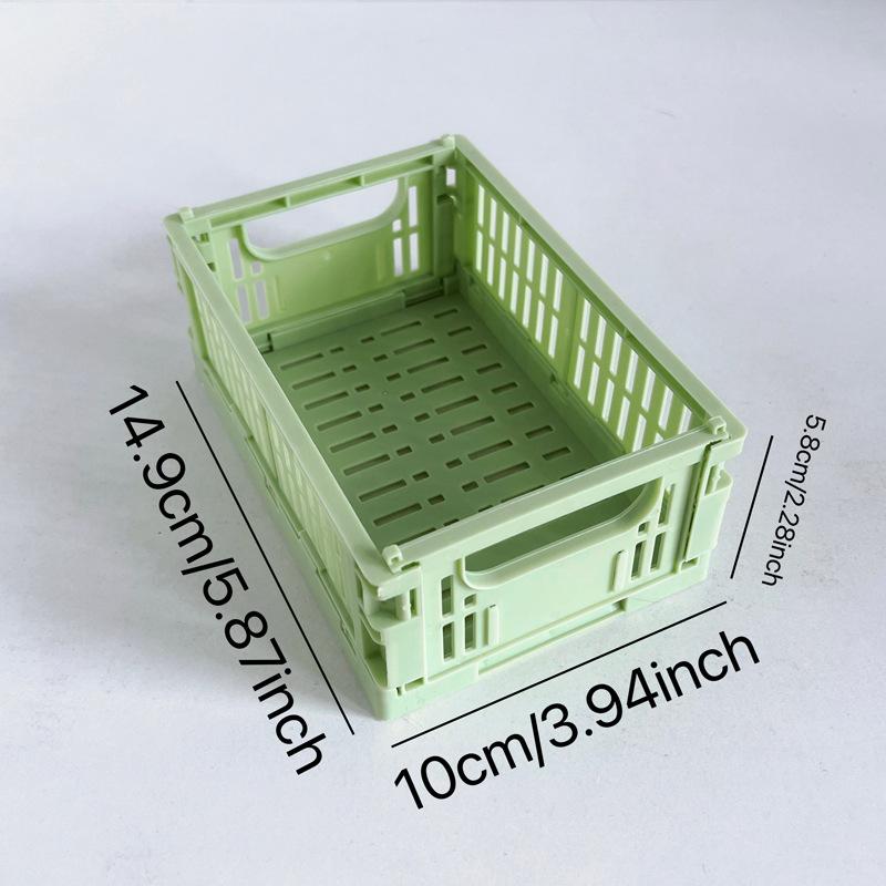 Collapsible Crate Plastic Folding Storage Box Basket Utility Cosmetic Container Desktop Holder Home Use School Desk Storage Box