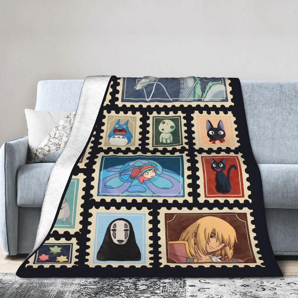 Susuwatari Soot Sprites M-Mononoked Blankets Fleece All Season Aways Princessed Super Warm Throw Blankets for Bed Bedroom