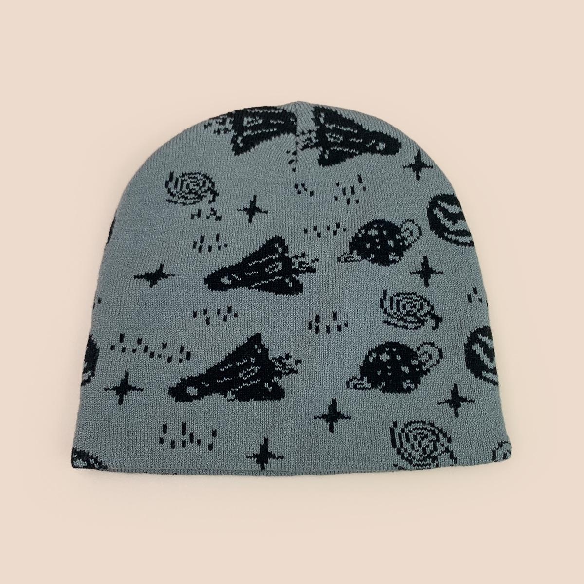 

1pc Rocket Planet Jacquard Beanies Hat,Winter Warm Hip Hop Personal Warm Head Cap,Suitable for Winter Outdoor,climbing Skiing One Size сірий колір