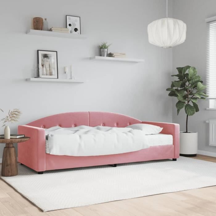 VidaXL Lit de jour avec matelas rose 80x200 cm velours 3197273