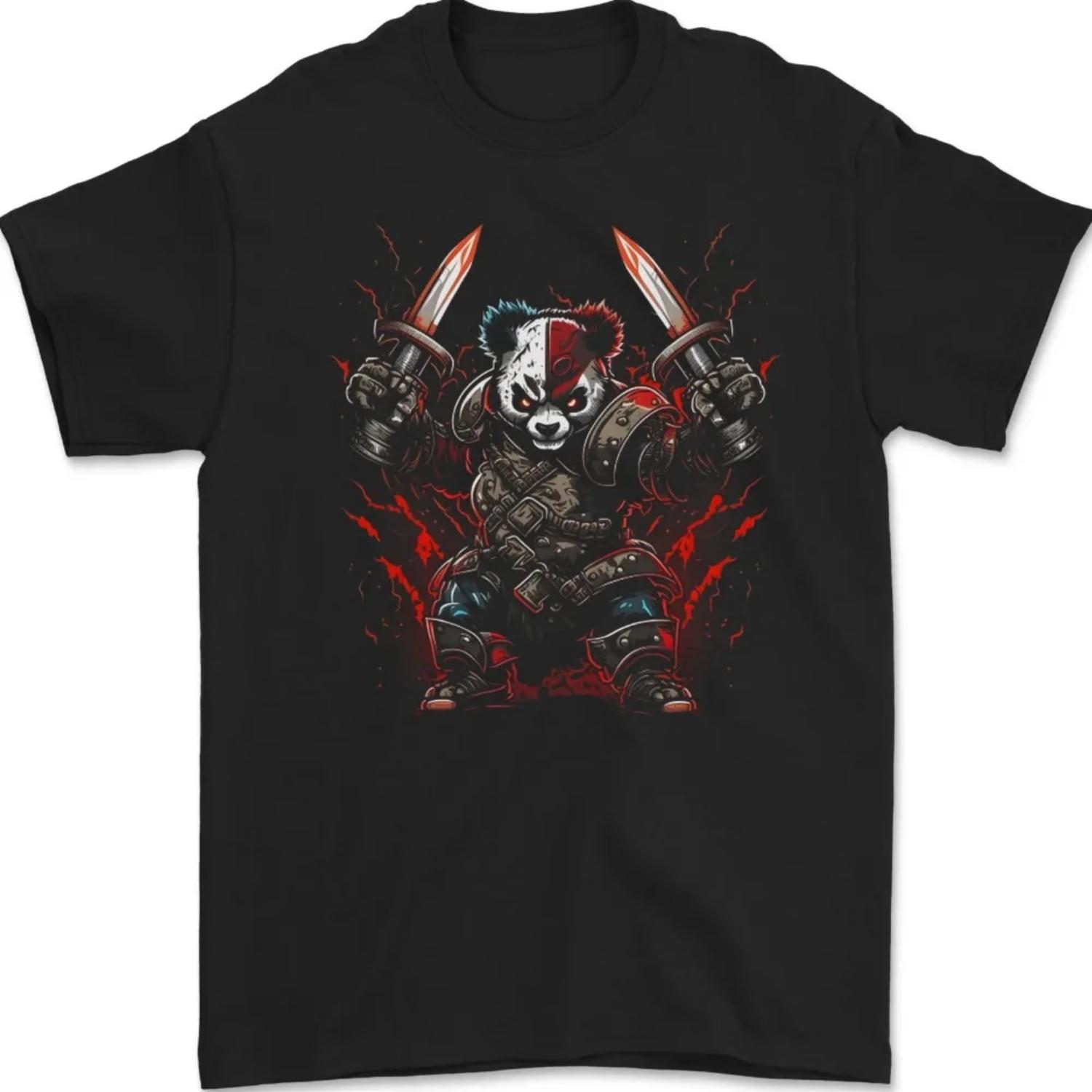 

Panda Warrior Bear MMA SCI-FI Samurai Mens T-Shirt Cool Style Graphic Printed T Shirt Men Summer Crewneck Cotton Short Sleeve S чёрный