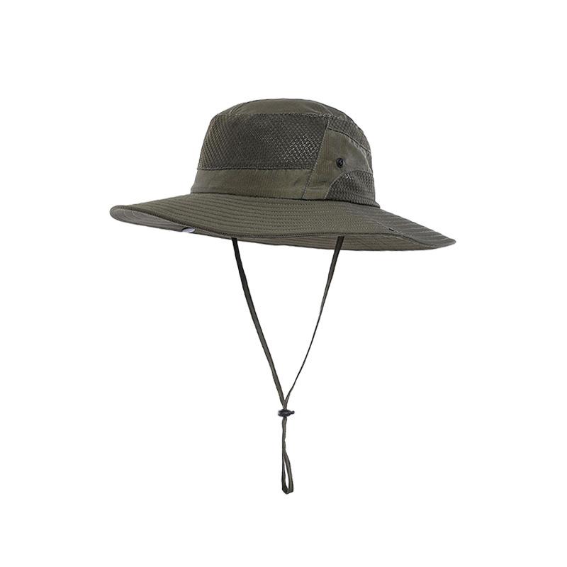 Quick Drying Summer Men'S Bucket Hat Outdoor Uv Protection Wide Border Panama Safari Hunting Hiking Hat Mesh Fisherman'S Hat