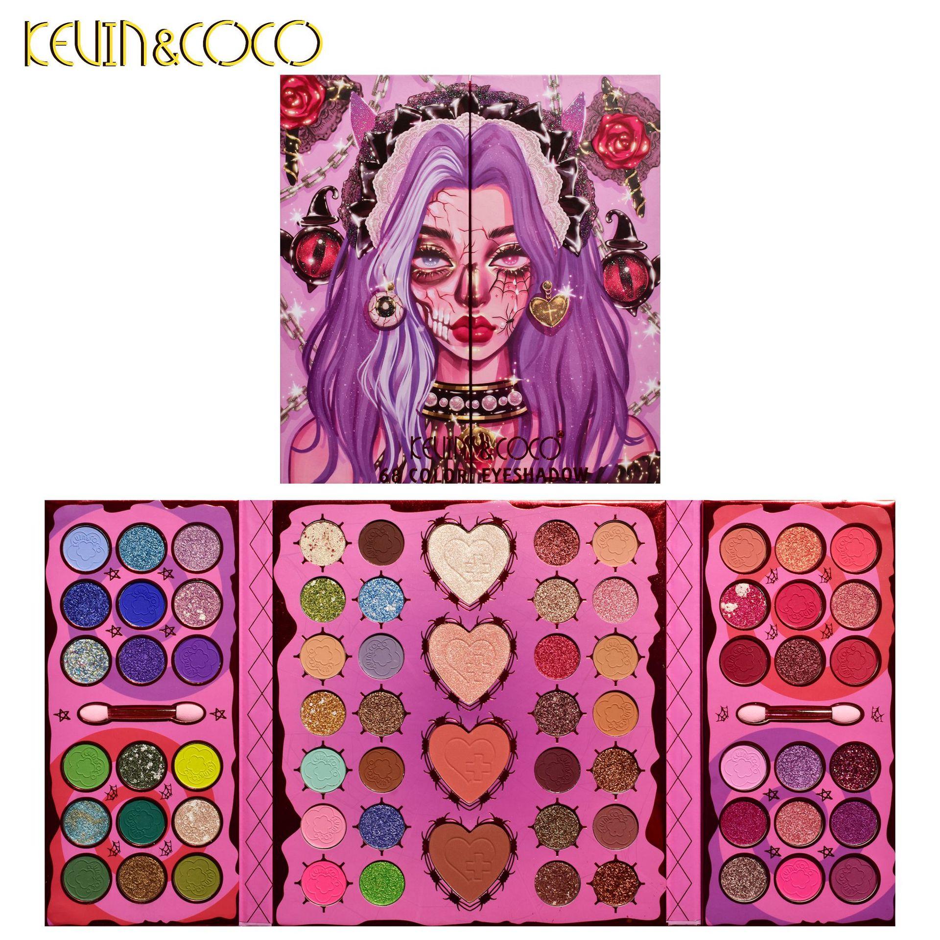 

KEVIN&COCO 68-цветные тени для век Red Heart Girl, румяна, контуринг, комплексная палетка 3-в-1