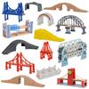 Set Accesorii Piste Trenuleț din Lemn Piesă de Extensie Piste Accesorii Scenă Cale Ferată din Lemn Pod Cadou de Crăciun Pentru Copii Mici