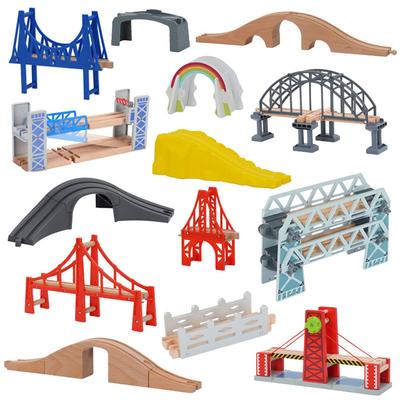 Wooden Train Track Set Accessories Track Expansion Part Wooden Railway Scene Accessories Bridge Christmas Gift For Toddlers