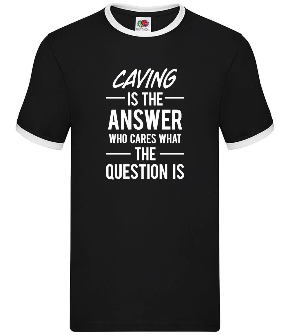 Caving Is The Answer - Mens Ringer - Spelunking Caver Potholing Hobbie XXXXL