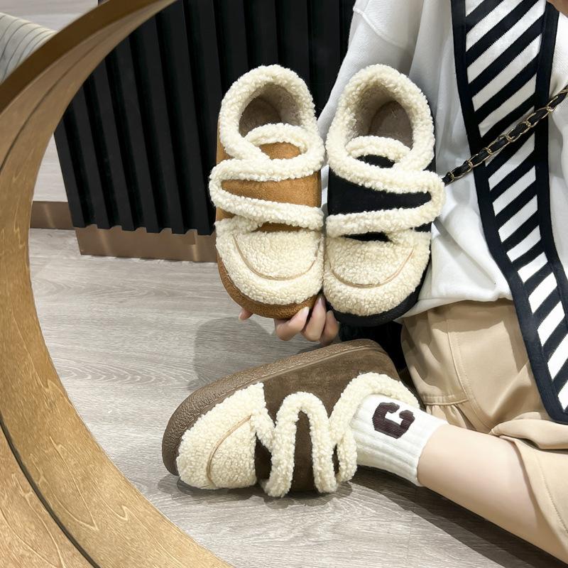Fashion Plush Fur Slippers For Women Winter Outdoor Fluffy Warm Cotton Boots For Indoor Home Fuzzy Slides New Furry Cozy Shoes