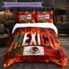 Mexico Footbal Pattern 3 Pieces Bedding Set Soft Microfiber Duvet Cover with Pillow Cases for Bedroom