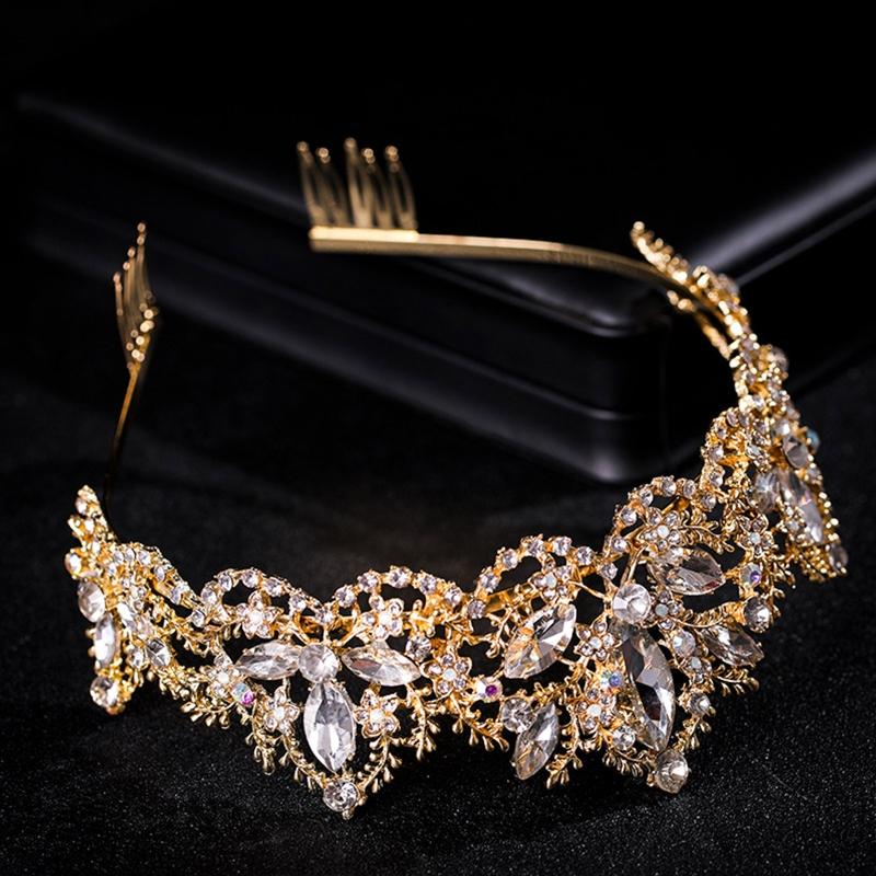 Women Girls Princess Elegant Crown with Combs Headbands Bridal Wedding Tiara Birthday Party for Women Girl Jewelry Gift