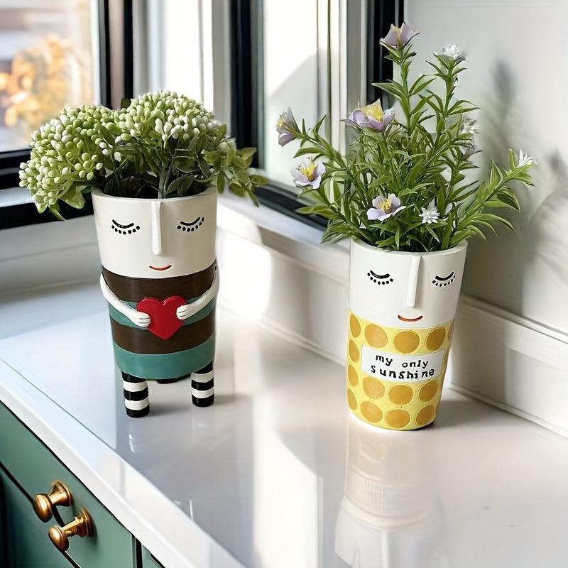 1PC Resin Vase Home Decoration Resin Crafts Unique Colored Vase Gift Hand-made Vase For Home Bedroom 2 styles