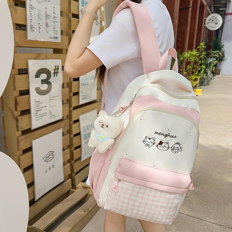 Student Schoolbag Women's Plaid Backpack College Style Backpack