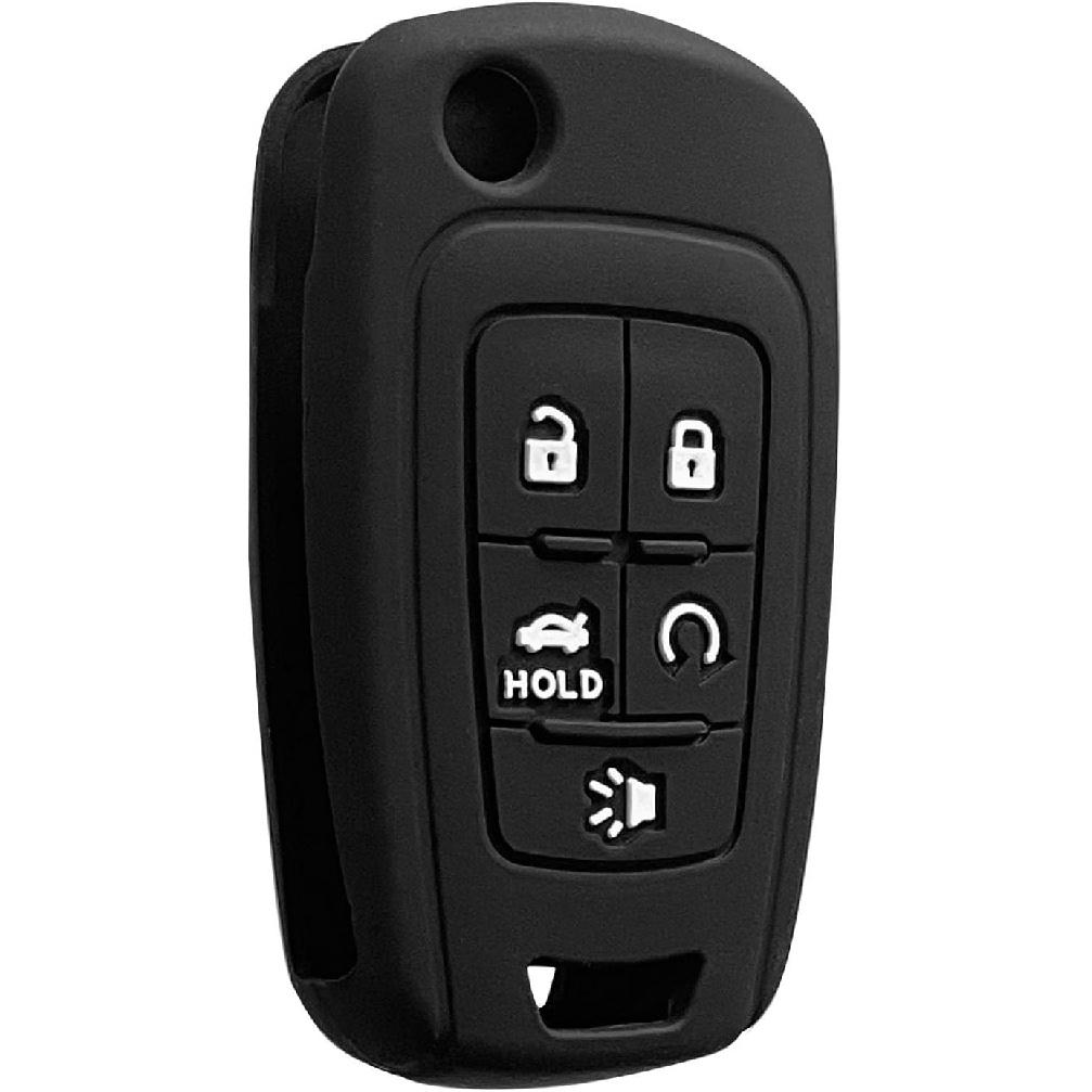 Key Fob Cover for Equinox Cruze: 5 Buttons Silicone Key Fob Case Fit for Chevy Camaro Malibu Impala Sonic Buick Regal Crosse Cascada Verano GMC