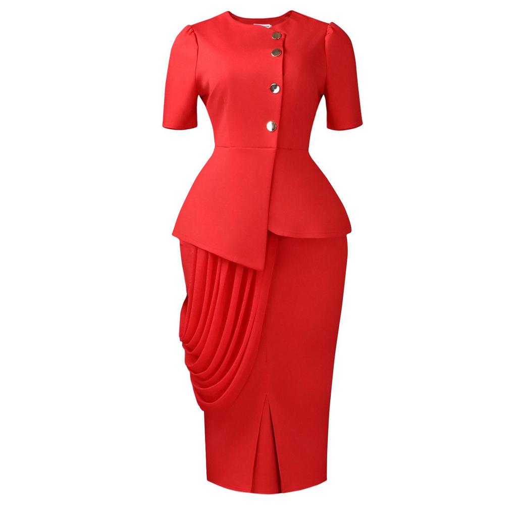 D613 Elegant Women's Fashionable Bodycon Top & Skirt Two-Piece African Set 2025