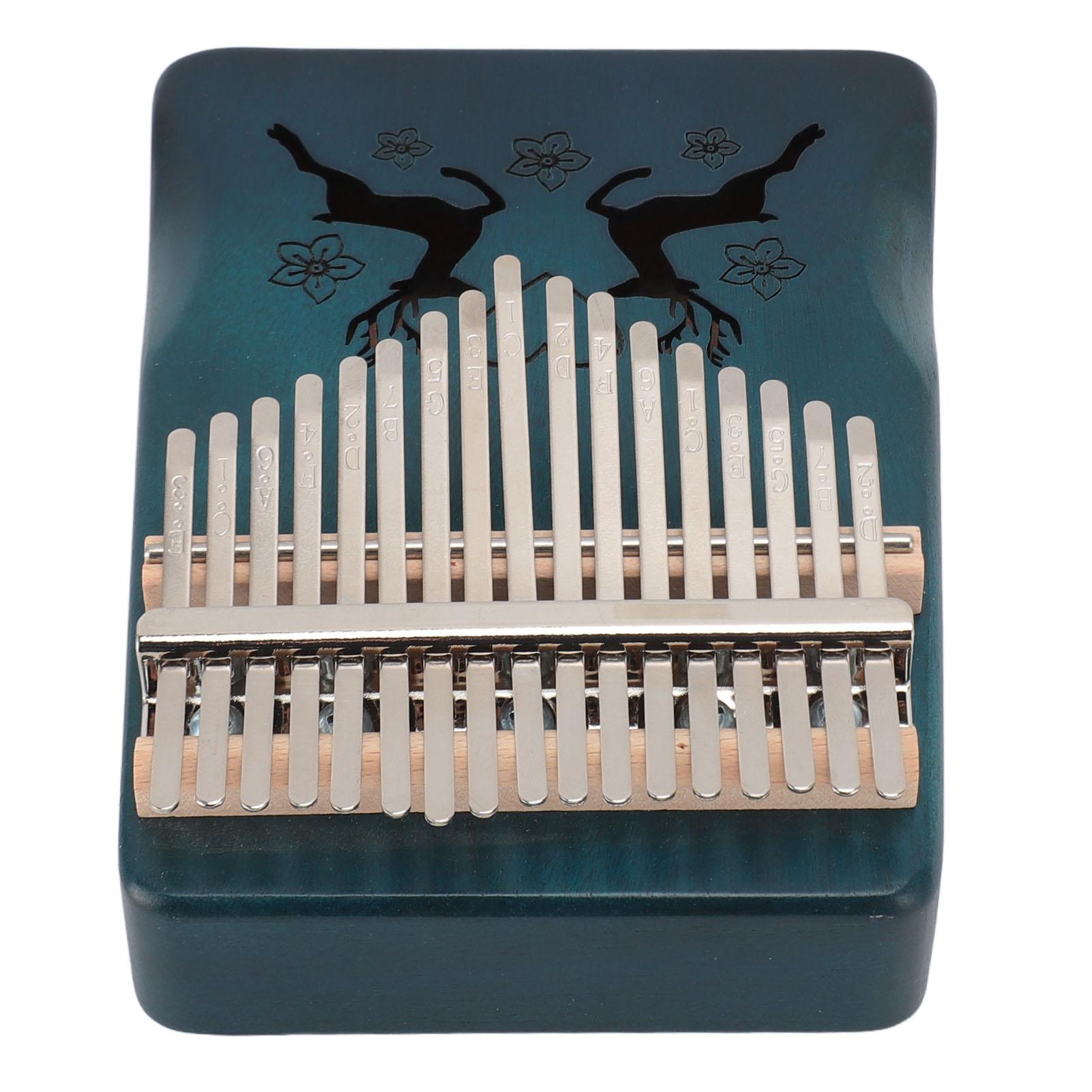 Finger Thumb Piano 17 Keys Exquisite Engraved Pattern Wood Kalimba Thumb Piano Musical Instrument