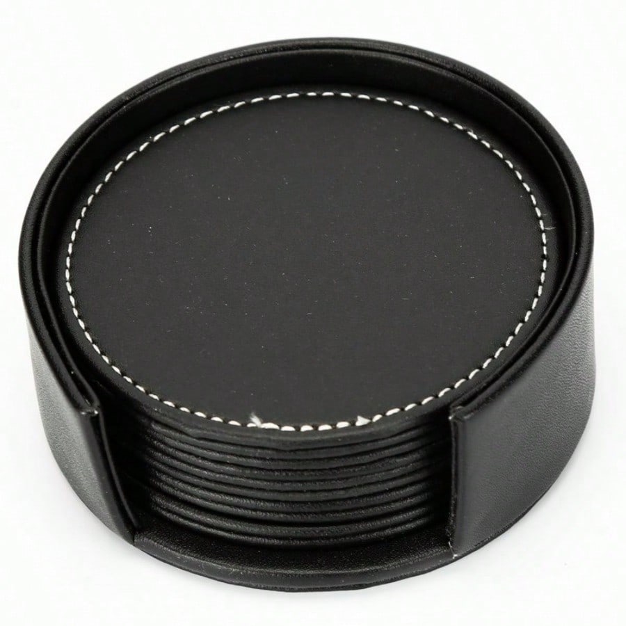 6Pcs/set Leather Coaster PU Leather Dining Table Mat Coffee Coaster Thermal Insulation Water Cup Mat