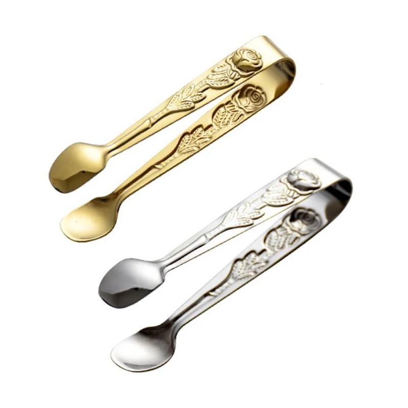 Coffee Sugar Clip Stainless Steel Anti-skid Tong Ice Palm Shape Food Cake Clamp Kitchen Gadgets Bar Buffet Golden Tools Tweezer